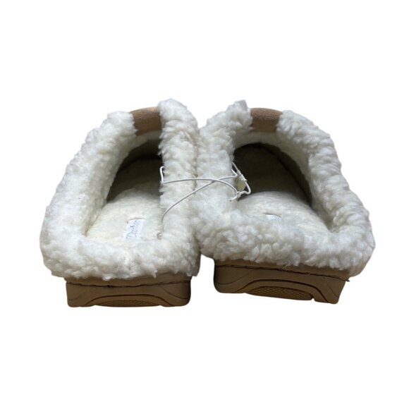 Dearfoams Womens Tan Suede-Like Faux Fur Lining Slip-On Slippers Clogs Sz 10 - Picture 4 of 9